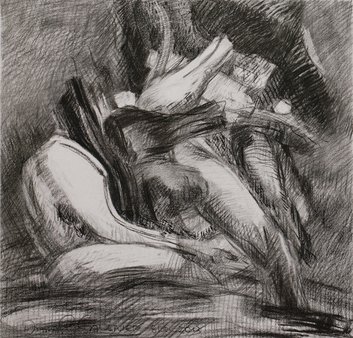 Drawing 12/8/13, December 2013, charcoal, 24.5 x 25.5”.