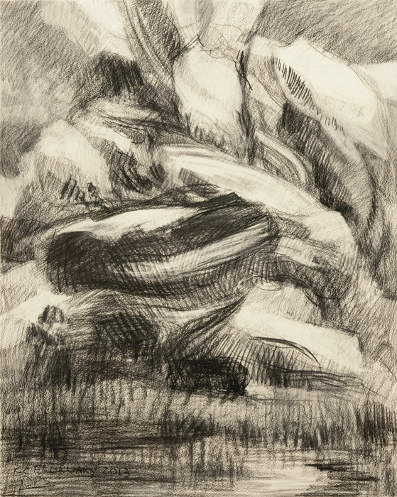 Drawing 2/22/13, February 2013, charcoal, 26.5 x 21.25”